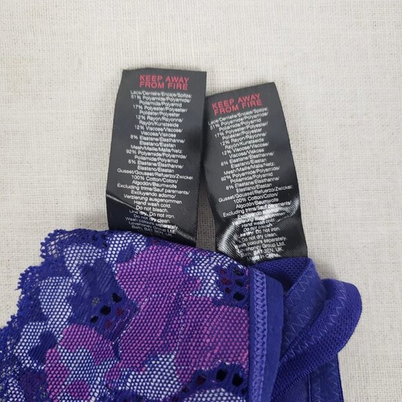 LoveHoney Set Halter Underwire Bra & Garter Purple Pink Floral OS One Size - Picture 7 of 8